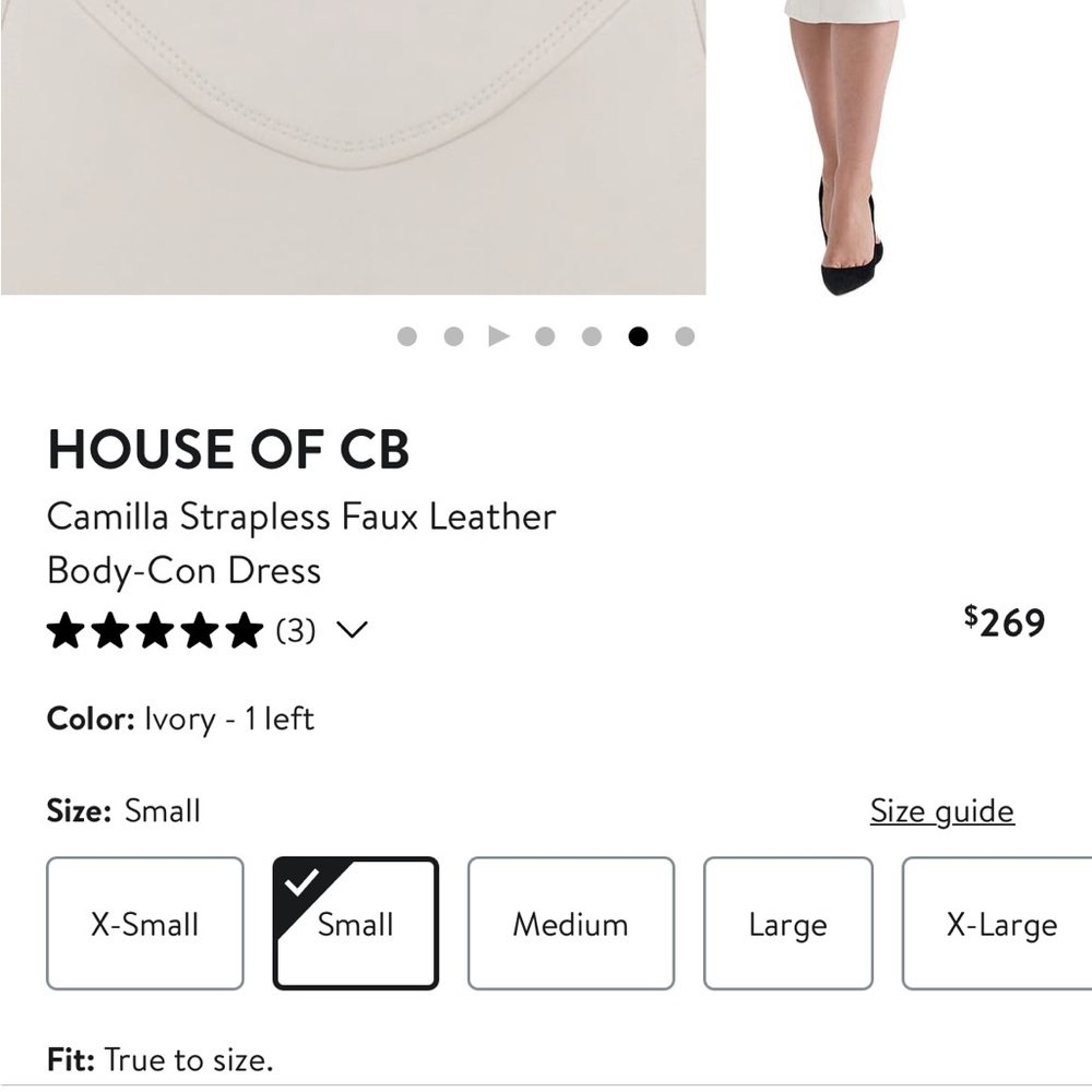 HOUSE OF CB Camilla Strapless Faux Vegan Leather Body-Con Dress $269 Ivory Small - Picture 6 of 16